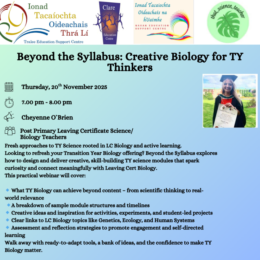 AUT25-61 Beyond the Syllabus: Creative Biology for TY Thinkers 
