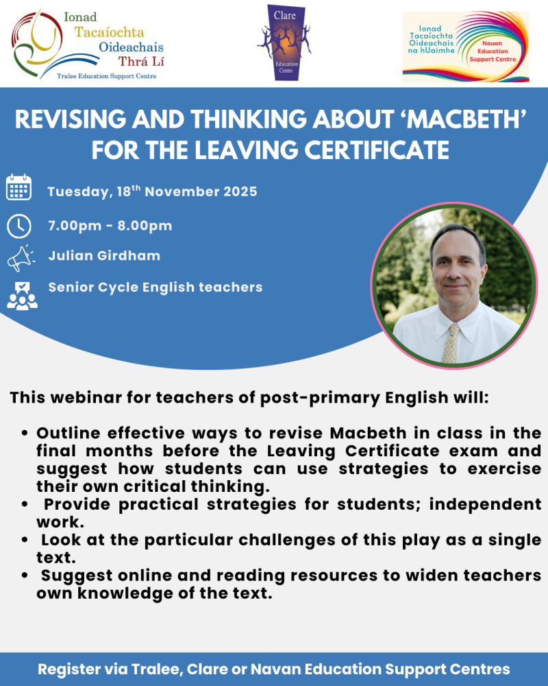 AUT25-26 Revising and Thinking about ‘Macbeth’ for the Leaving Certificate