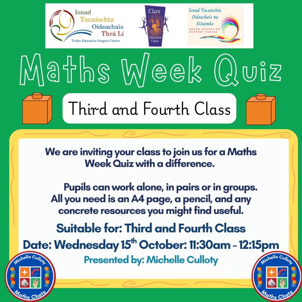 AUT25-156 Maths Week Quiz Day (Third and Fourth Class)