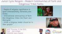 SP293-22 Junior Cycle Religion - Modern Communities of Faith and Indigenous Tribal Faiths
