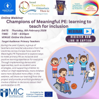 SP26-59 Champions of Meaningful PE: learning to teach for inclusion (Erasmus+ funded)