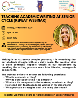 AUT25-160 Teaching Acadmeic Writing at Senior Cycle English ( Repeat webinar) 
